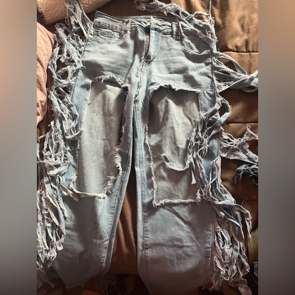 Ripped Fringe Jeans